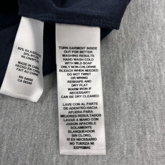 Anne Klein Sleeveless Top Womens L Navy Blue Silk Nylon Round Neck Metal Sequins - Picture 11 of 14